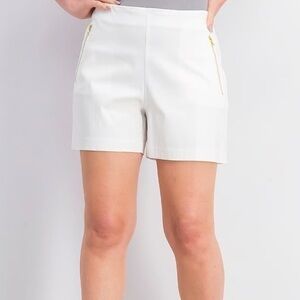 INC International Concept gold zipper high waist white shorts
